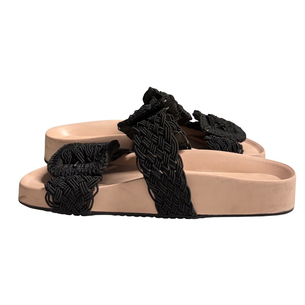 Priscilla Whitaker Brazilian Designer Black Macrame Double Strap Sandals Size 6 - Picture 9 of 10